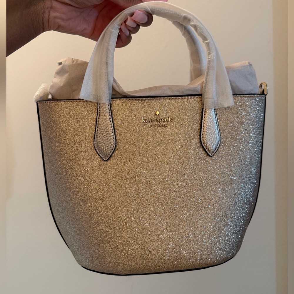 Kate Spade gold glitter crossbody satchel